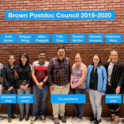 Brown Postdoc Council's Twitter account. An organisation established in 2018 to advocate for Brown's postdoctoral fellow and associate.