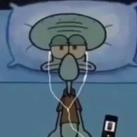 Squidward Listening To Music In Bed