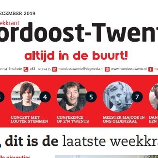 Dé Weekkrant Noordoost-Twente was dé huis-aan-huiskrant voor heel Oldenzaal en Dinkelland. Maar helaas, de uitgever is ermee gestopt.