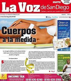 La Voz de San Diego, es una publicación cuyo objetivo es promover un estilo de vida saludable. Si desea anunciarse, llámenos al (619) 397-5023