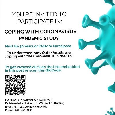 A research project to understand how adults 50 years & older are affected by & coping with #CoronavirusPandemic.