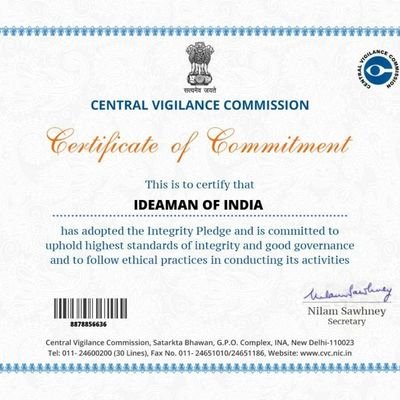 IDEAMAN OF INDIA IS ORGANIZATION FORMED BY LAWYERS OF INDIA TO GIVE GOOD GOVERNANCE TO PEOPLE OF INDIA BY ONLY LAWYERS AND COMES UNDER VIGILANCE AWARENESS INDIA