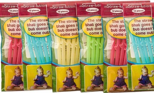 The straw that goes in but doesn't come out! Great for ages 9 months-90 years. Drink without the mess!