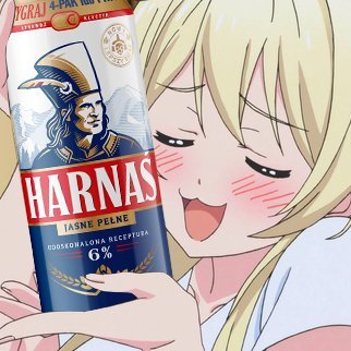 Anime dziewczyny pijące Harnaś Jasne Pełne/Anime girls drinking Harnas Bright Full