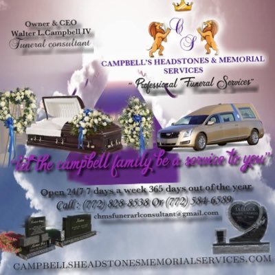 Call today (772) 828-8538 let us help you make your grieving process easier . CAMPBELLS HEADSTONES & MEMORIAL SERVICE’S