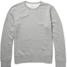 a gray crew neck cotton sweatshirt with matching pants