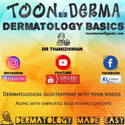 Dr Thamizhinian
PG in MDDVL, MMC
Subscribe to my youtube channel
ToonDerma Dermatology basics
For contents related to Dermatology and skincare