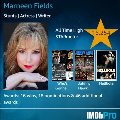 I'm an award-winning scriptwriter, ASCAP composer, SAG/AFTRA actress, pop-blues/soft rock artist, director, and former Hollywood stuntwoman.