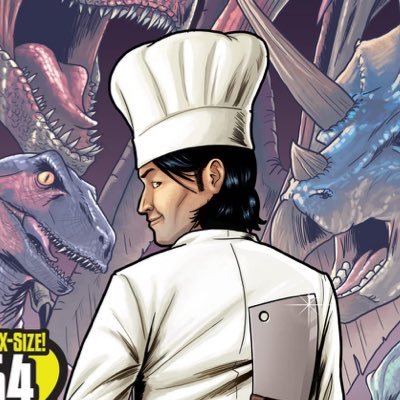 An @ActionLabDanger comic about a chef who travels through time, hunts dinos & serves them at a diner in the present! By @Darthsan, @JasonMuhr & @AndreiTabacaru