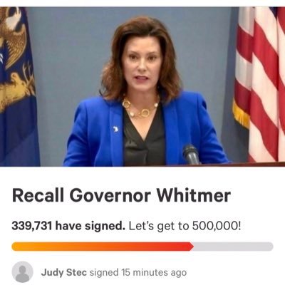 Recall Governor Whitmer. Her failures during the Covid-19 Corona Virus is causing more Michiganders to get sick