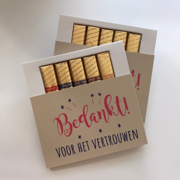 Merci Chocolade | Gepersonaliseerde Producten | Relatiegeschenken | Leuk om te geven | Opvallend en persoonlijk | Betaalbaar