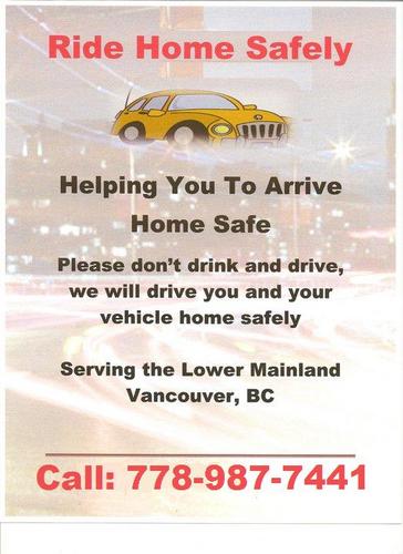 RideHomeSafely's profile picture. Instead of calling a Taxi, call us. For just about the same fare, we will drive you home in your own vehicle. Ensuring both you & your car make it home safely.