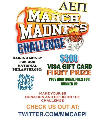 Alpha Epsilon Pi @ The University of Texas at Austin is helpin raise money for Save a Child's Heart in conjunction with March Madness and NCAA tournament!