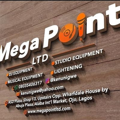 MEGA POINT LTD.
HOME OF DJ GADGETS, STUDIO EQUIPMENT AND MUSICAL INSTRUMENTS.
CALL/WHATSAPP US ON 08035406317
WE DELIVER NATION WIDE