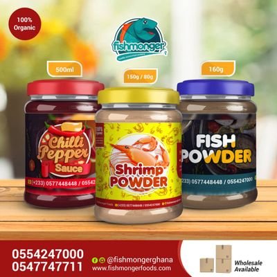 We are focused on producing healthy organic food products
🍽️Shrimp/Fish powder/Shito
Call or WhatsApp 0554247000 for orders. Deliveries nationwide