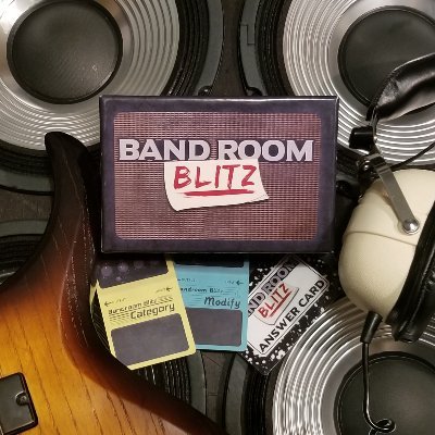Band Room Blitz is a party game designed for the quick witted wordsmith or the walking encyclopedia of bands at your table. Designed by Analog Universe Games