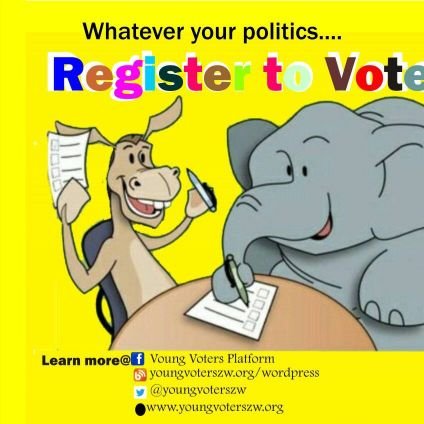 Non Profit |grassroots youth mobilisation|voter registration |non partisan| #RegisterToVoteZW|approved by ZEC |RTs do not imply endorsement|#Zimbabwe🇿🇼