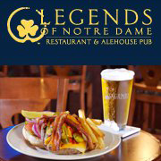 Featuring prominent moments & figures from ND’s past, Legends is a casual dining spot where fans can gather to relax, watch a game, & enjoy great food & drink.