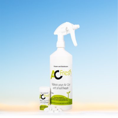 AC Fresh:  Specifically designed for Air Conditioning Units to help neutralise and prevent odours whilst cleaning and degreasing - info@acfresh.net
