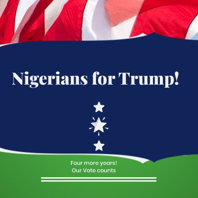 NigeriansTrump's profile picture. 2.5 million Nigerian-Americans are eligible to vote in the upcoming election. NA's participate in your civil duty! Comment, like, subscribe and engage with us!