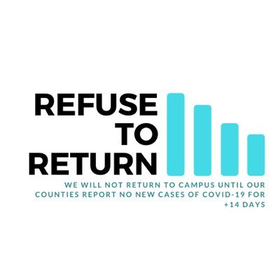 We refuse to return to campus until our counties report no new cases of COVID-19 for at least 14 days. Sign the petition: https://t.co/wIVTsEwnOJ