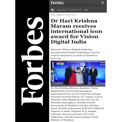 Digital Brand Ambassador & Chairman Vision Digital India ,Chairman -Imperial College and President Lead India Foundation