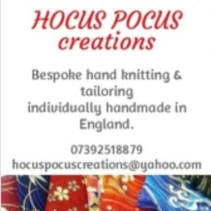 HOCUSPOCUScrea1's profile picture. Creative clothes and accessories individually handmade in England. Bespoke hand knitting and tailoring. Funky clothes, accessories, toys, keepsakes.