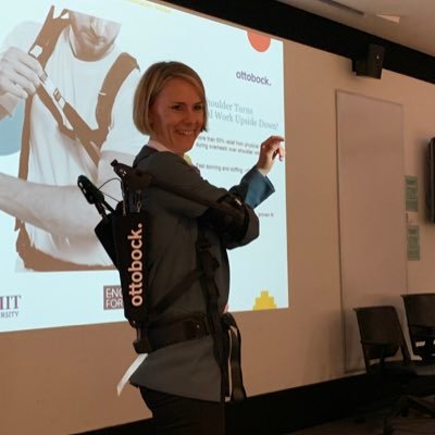 Everyone can be Iron WoMan with #exoskeletons providing relief for shoulder, neck and lower back by @Ottobock_Paexo