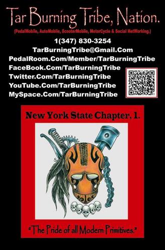 TarBurningTribe's profile picture. Modern/Primative comming together in forms of Bicycles, Motorcycles, Automobiles, and Love. We are also on Facebook and Myspace. (347) 830-3254 Open for members