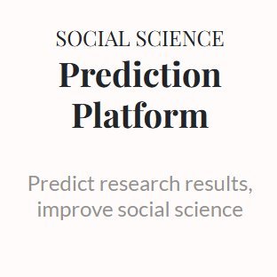 The Social Science Prediction Platform (SSPP) enables researchers to collect and contribute to forecasts of academic studies. Tweets by @UCBITSS and @evavivalt.