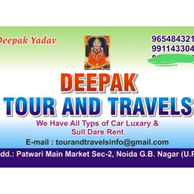 Deepak tour and travels
We have all types of car for rental service Cab Service Local & Out station taxi Picup & Drop Wadding Car traveler Travels Bus Etc.