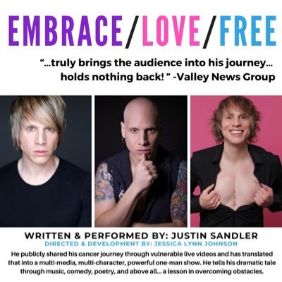 EMBRACE LOVE FREE a one-man show! Streaming Sun, 7/26 @ 5pm PST followed by a live Q&A w/ Justin! Proceeds benefit the Whitefire Theatre. Get ur tix now!