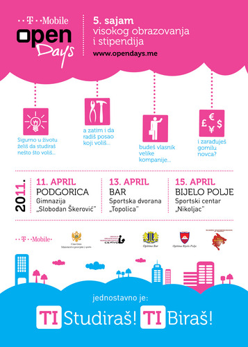 OpenDaysMne's profile picture. T-Mobile Open Days 2011
Peti sajam visokog obrazovanja i stipendija