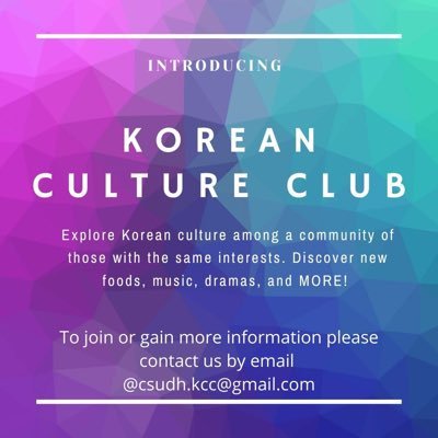 The Korean Culture Club is a fun and interactive place where students can share their appreciation of Korean culture.
Please DM us to join or ask questions!