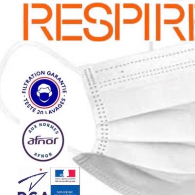 Respire le seul masque eco- responsable fabriqué à vase de bouteilles plastiques recyclées et 100% recyclable