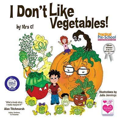 Visiting primary schools with bags of veggies and my book encouraging discussions on healthy eating.