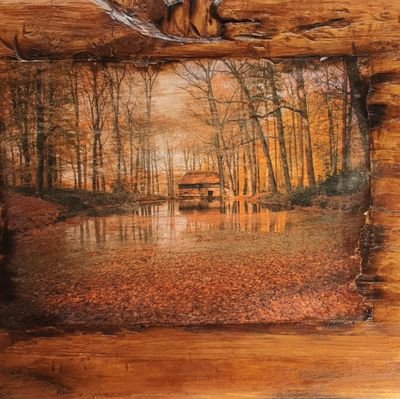 Handmade pictures and wooden ornaments