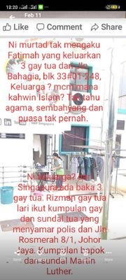 Fatimah@murtad bogus police needs house by cheap black magic n old gays and swines, Martin Luther, BLK 33#01-248, Jln Bahagia, Spore.