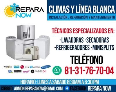 mantenimiento, instalación y reparación de minisplit , climas y línea blanca
