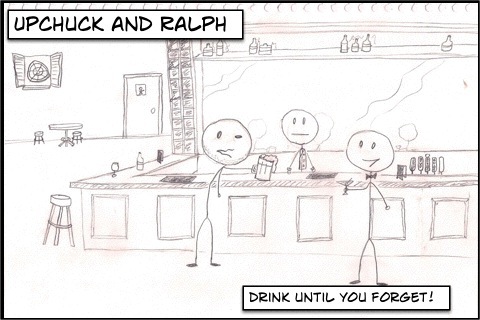 a web comic about two drunks at a bar. drawn by @MadIllness and written by @douchefuck