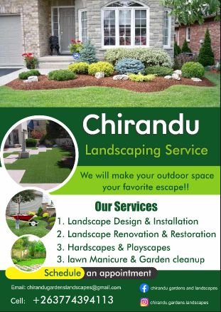 The home of landscaping services
no job is too big or small for us
0774394112
chirandulandscapes@gmail.com
@tawaz28