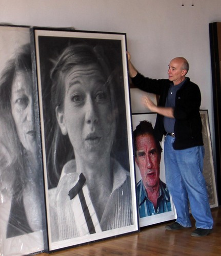 Visual Artist (b. 1951) makes big stuff - large scale drawing, painting, woodcuts - cool art stuff in huge Kansas City studio.