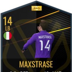 FIFA Virtual Pro
PSN 🎮 ID: MaxStrase  
Role: 🏃‍TS/TD ES/ED (352)
Difensore
VPL 🇮🇹 2019
Top 100 Difensori Globale 2019
VPL & FVPA Serie A