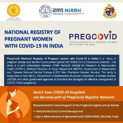 PregCovid is a study of pregnant &  post-partum women with SARS-CoV-2 infection. Registry is open for all COVID-19 hospitals in India. https://t.co/fqEJjzPkTk