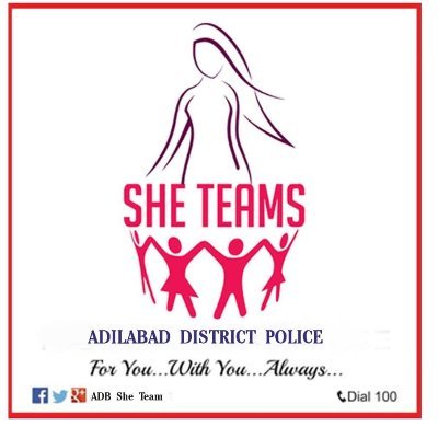 STOP EVE TEASING
ADILABAD DISTRICT, POLICE
Official Twitter handle of the SHE TEAM Adilabad. Emergency please contact Dial 100.
Ph no:- 8333986926(Whatsapp)