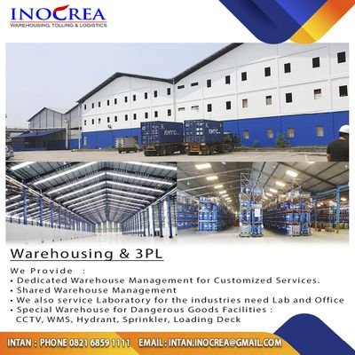 InocreaIntan's profile picture. WAREHOUSE , TOLLING AND LOGISTIC SERVICES 📱 0821 6859 1111  📧 intan.inocrea@gmail.com 🏢 Jatake Tangerang