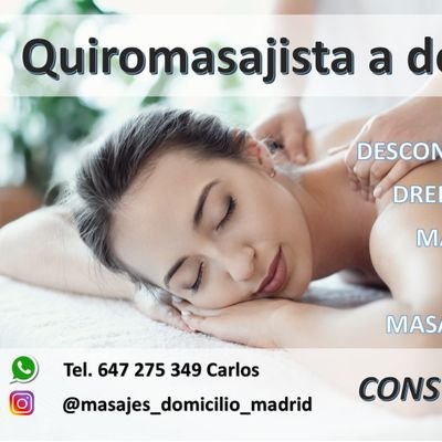 Carlos, masajista deportivo, maderoterapia, drenaje linfático, masajes descontracturante y relajante. Zona norte Madrid. Vbb,Sanchinarro,Hortaleza,Alcobendas...