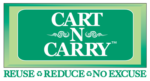 Cart N Carry is a radical alteration to the tote bag. Our bags are made from reusable oxford polyester, use your own logo and have wheels that fold.