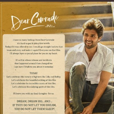 #Dearcomrade and M.sdhoni the untold story my life is the best movie 🍿 thank you very much#Vijay Deverakondasirji and#sushantsinghrajputsirji unbelievable role