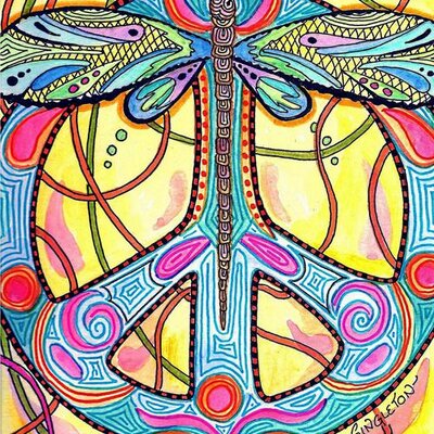 hippie singleton art justgivemepeace